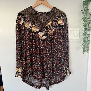 Free People Wildflower Fields Henley Cottage-core Tunic - Mixed Floral - Large